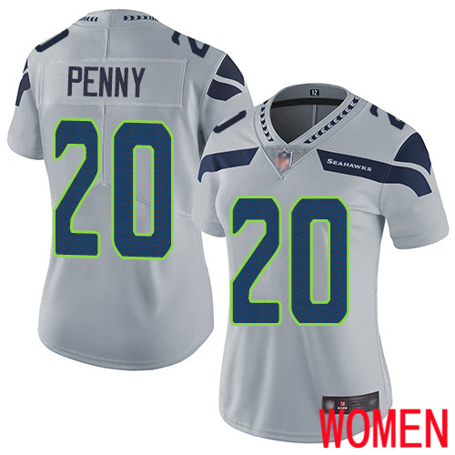 Seattle Seahawks Limited Grey Women Rashaad Penny Alternate Jersey NFL Football #20 Vapor Untouchable->women nfl jersey->Women Jersey